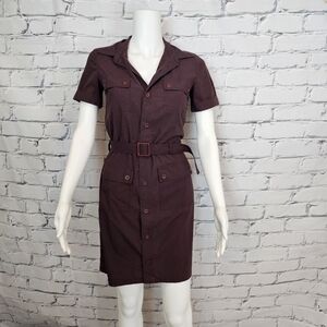 A.P.C. Brown Short Sleeve Shirt Dress